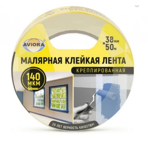 Лента креппированная клейкая бумажная/малярная AVIORA 38мм*50м***К