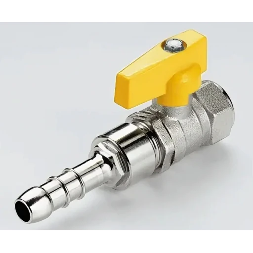 Кран шар. газ. 1/2" бабочка со штуцером п/шланг d-10мм (00008)*** К
